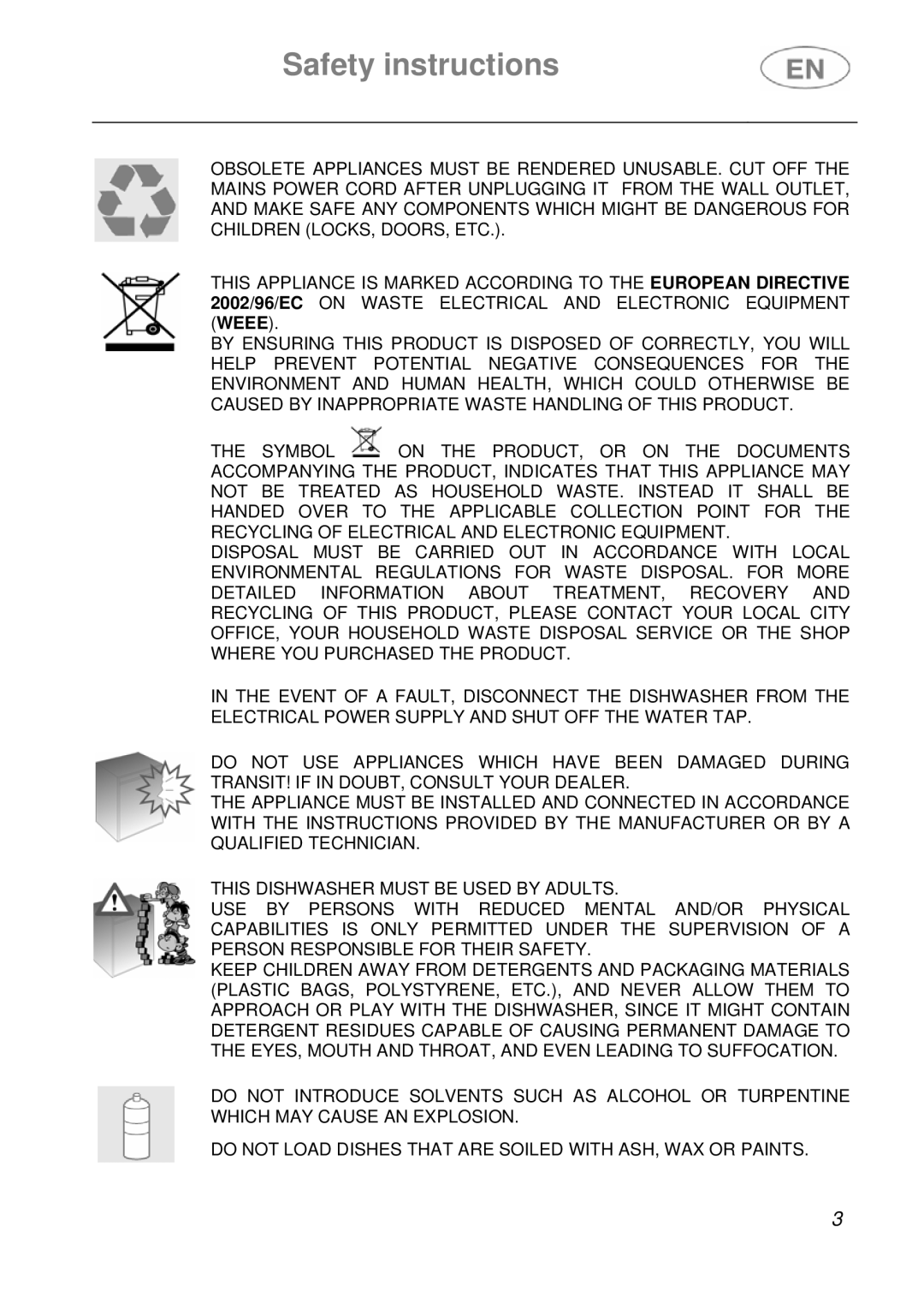 Smeg DFC612BK, DFC612S instruction manual Safety instructions 