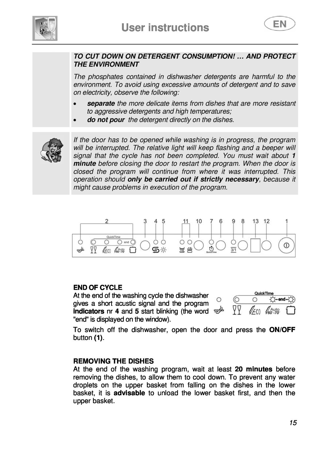 Smeg DI612A1 User instructions, To Cut Down On Detergent Consumption! … And Protect The Environment, End Of Cycle 