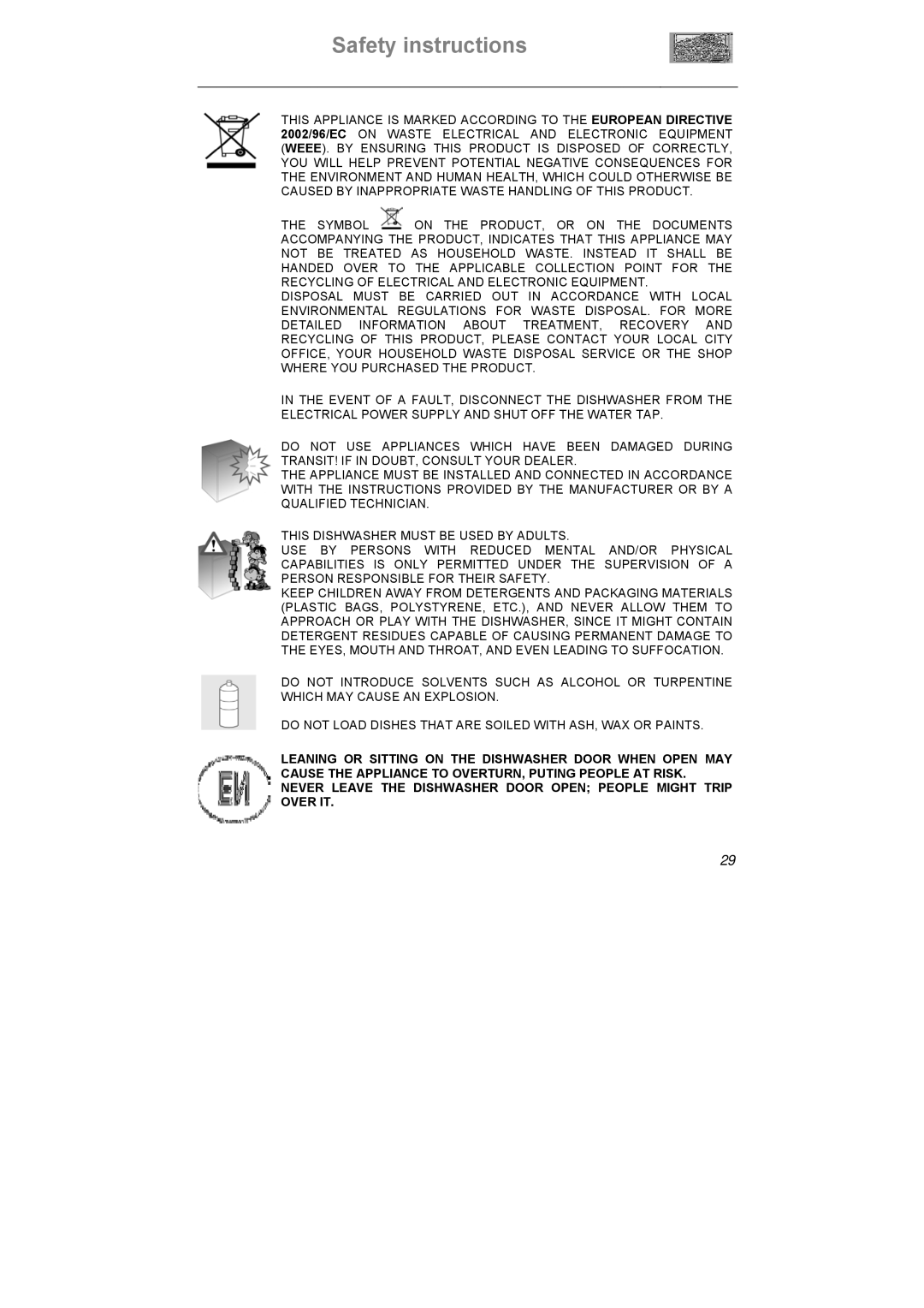 Smeg DI612CAH manual Safety instructions 