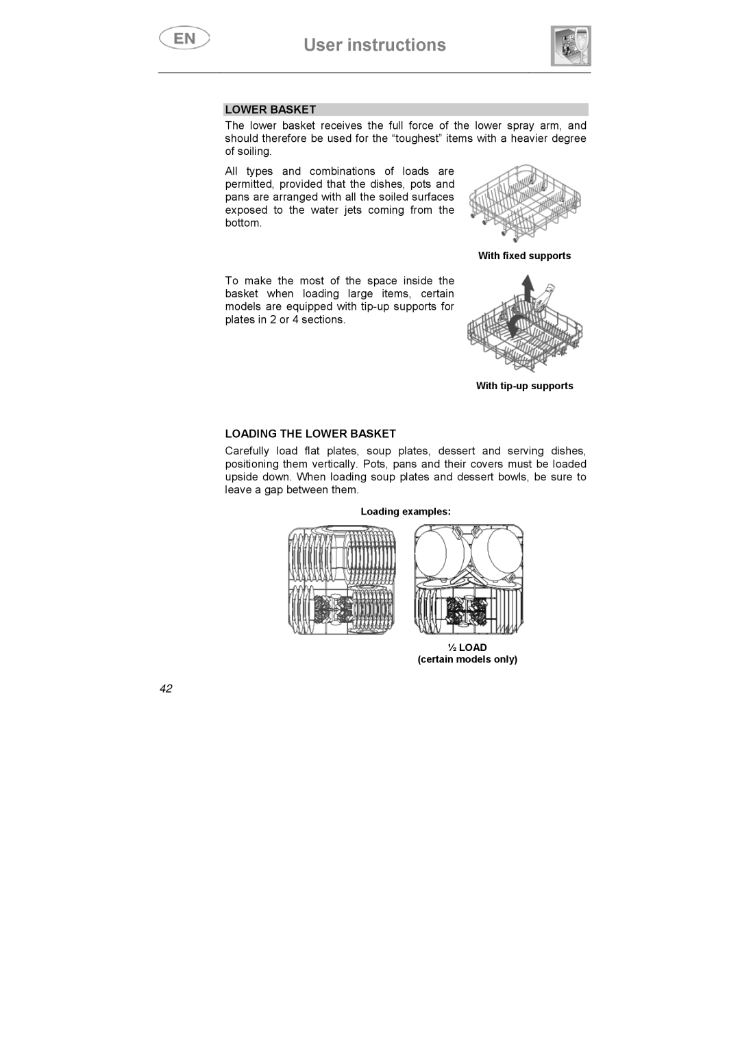 Smeg DI612CAH manual Loading the Lower Basket 