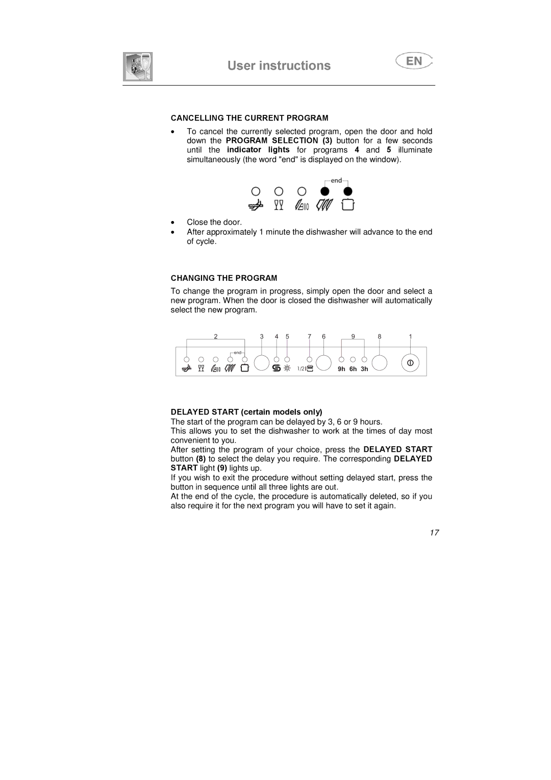 Smeg DI612CAH manual Cancelling the Current Program, Changing the Program 