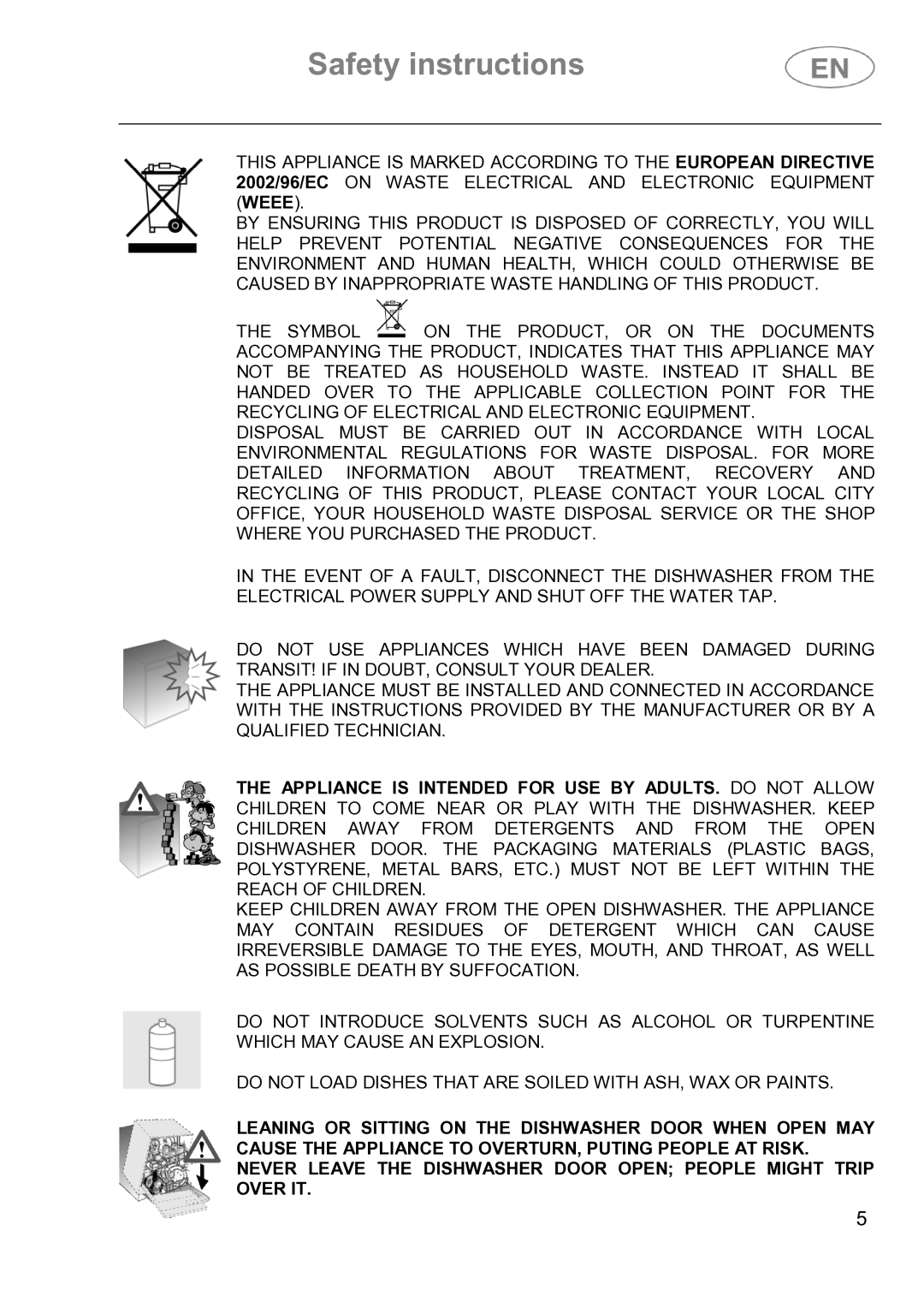 Smeg DI614H instruction manual Safety instructions 