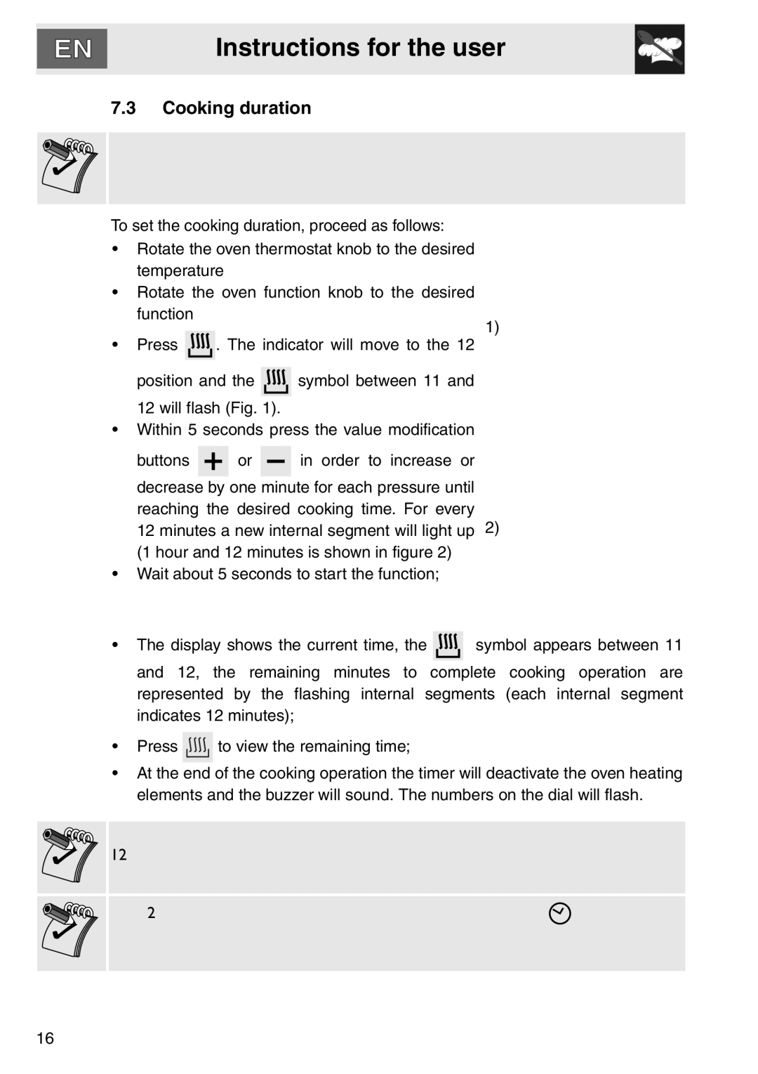 Smeg smeg Double Oven, DOSCA36X-8 installation instructions Cooking duration 