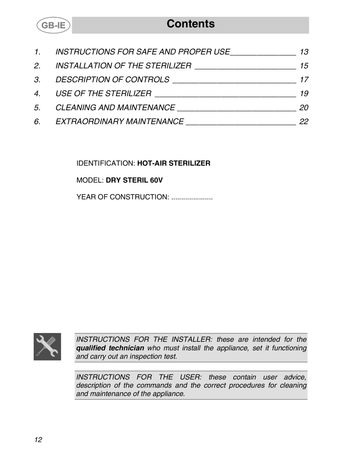 Smeg DRY50V manual Contents 