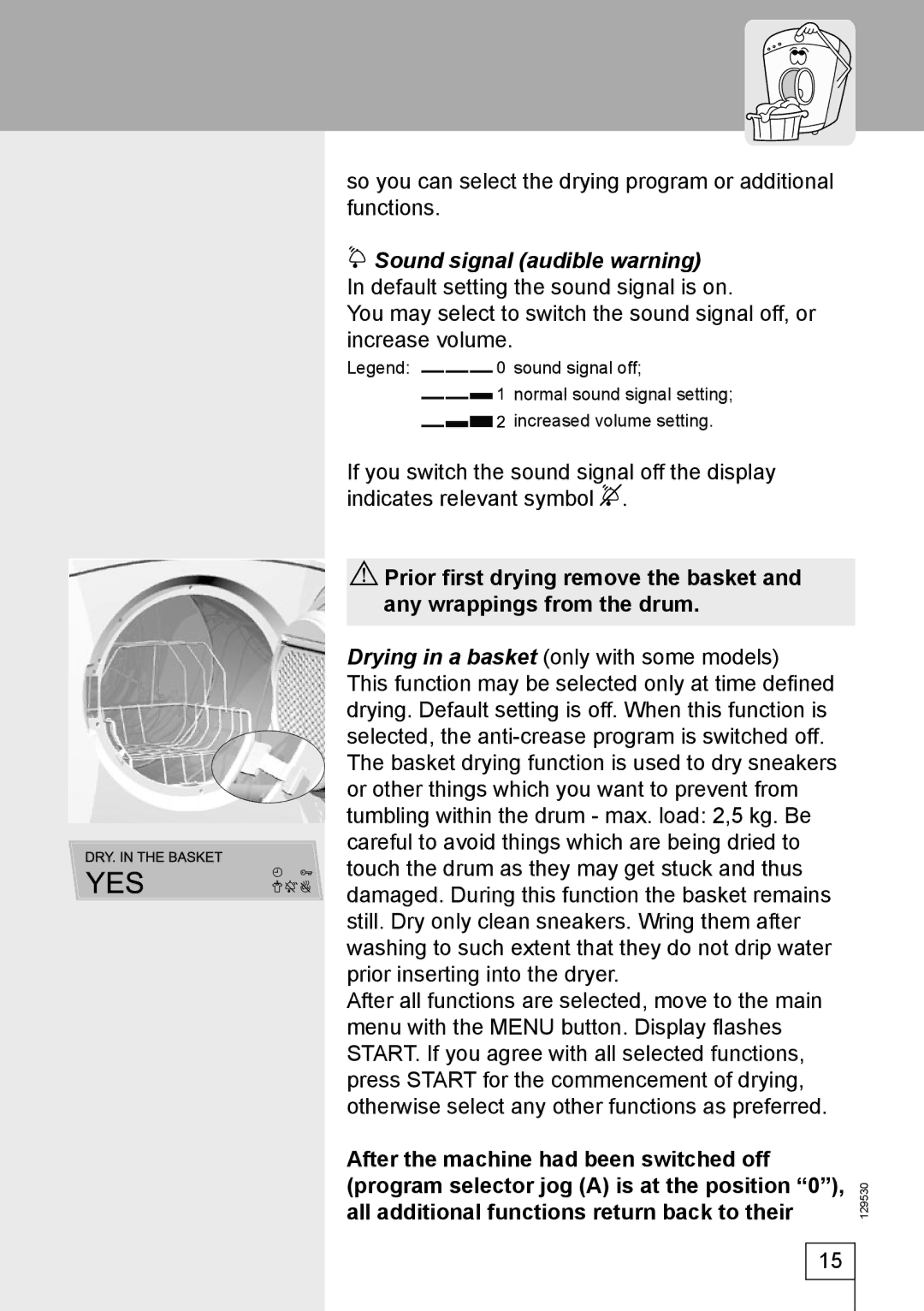 Smeg DRY63CS manual Sound signal audible warning 