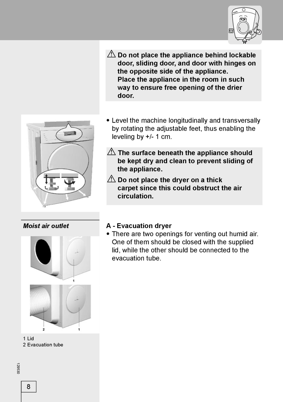 Smeg DRY63CS manual Moist air outlet 