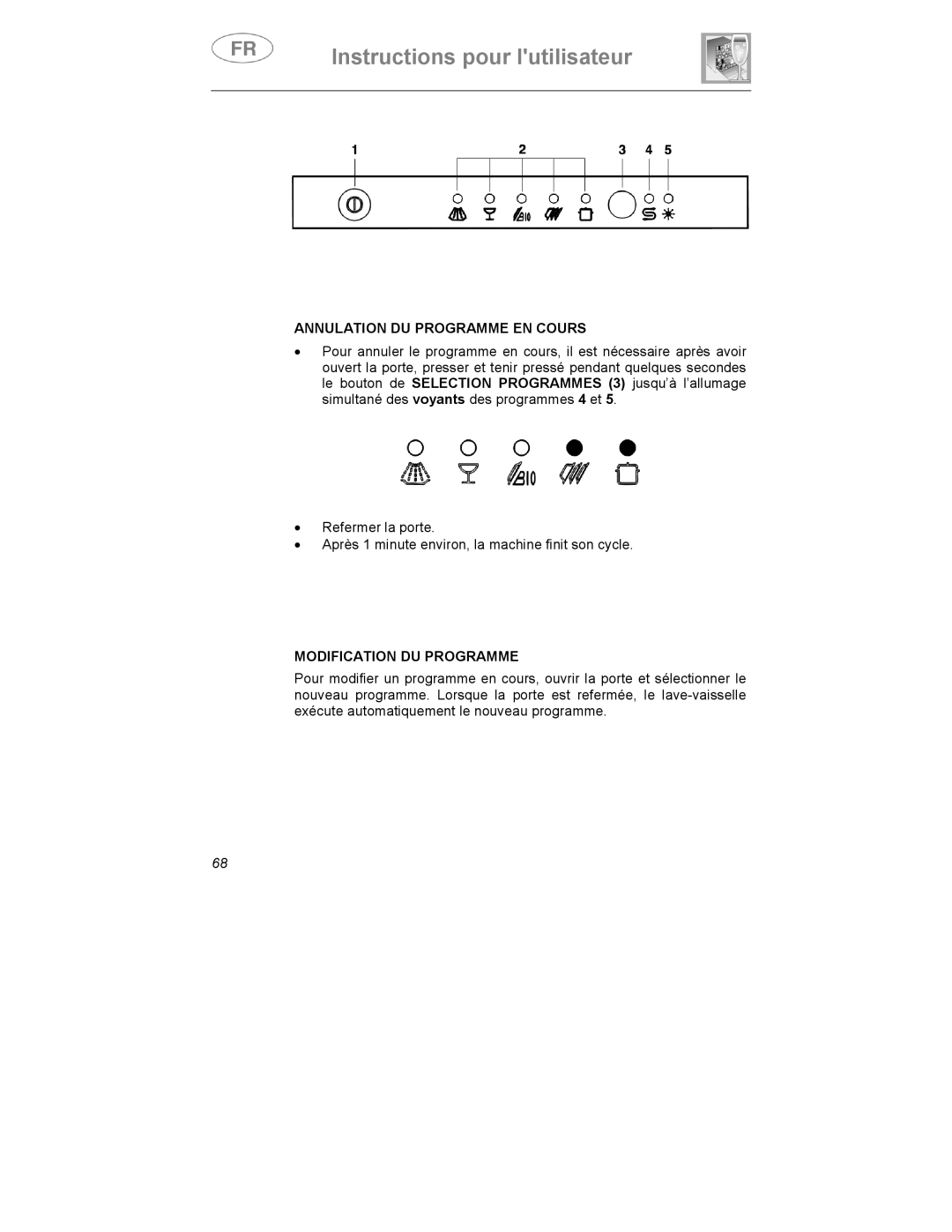 Smeg DWI409C manual Annulation DU Programme EN Cours, Modification DU Programme 