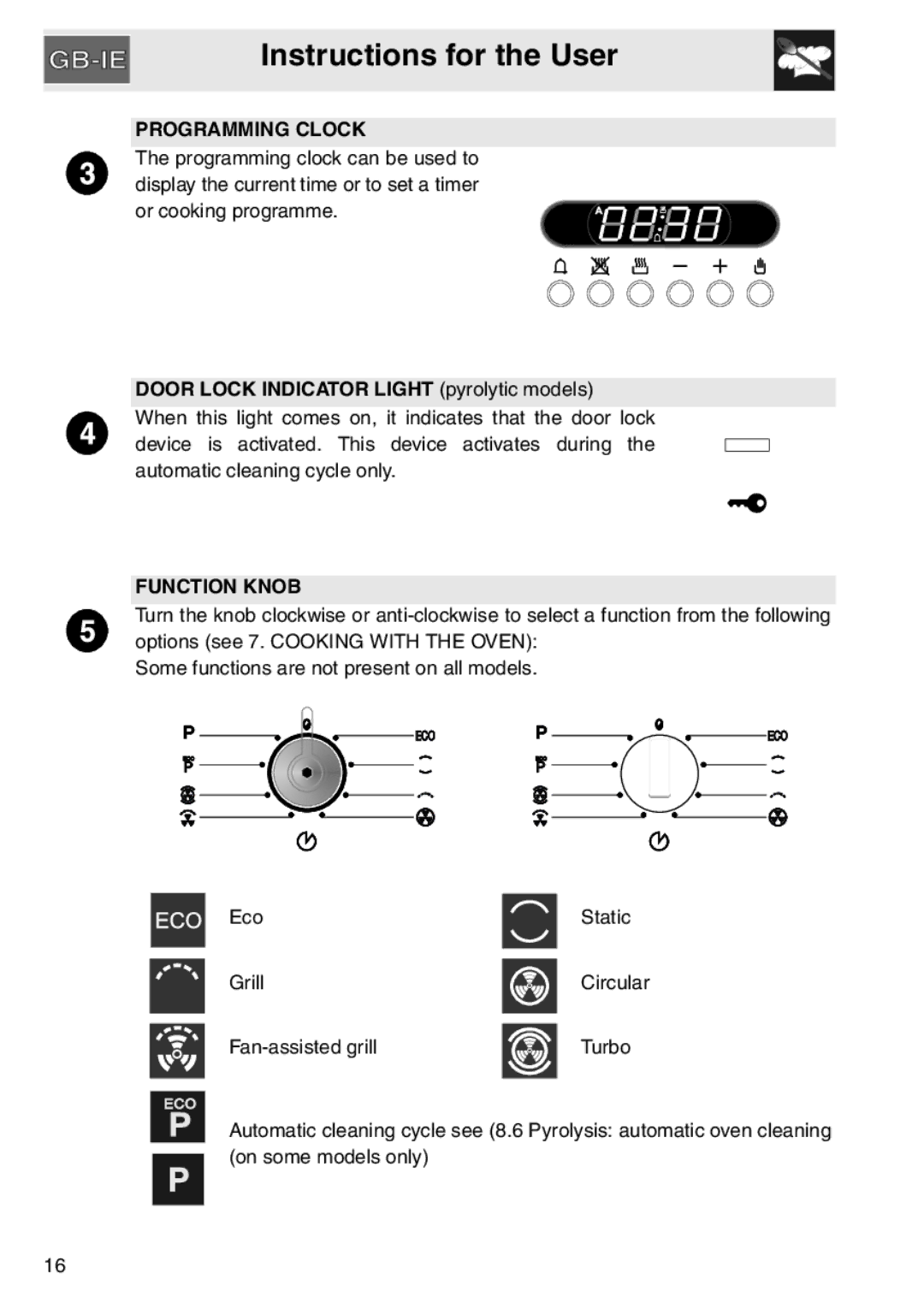 Smeg SAP306X-9, electric oven installation instructions Programming Clock 