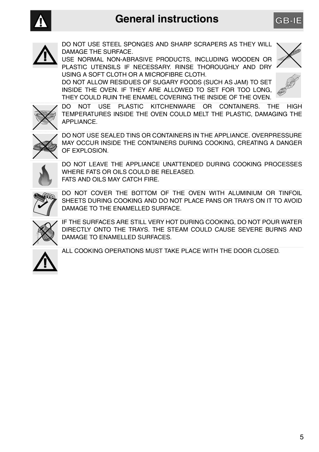 Smeg electric oven, SAP306X-9 installation instructions General instructions 