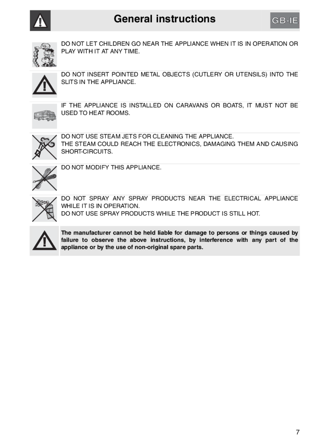 Smeg electric oven, SAP306X-9 installation instructions General instructions 