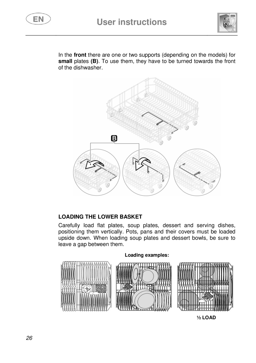 Smeg EN instruction manual Loading the Lower Basket 