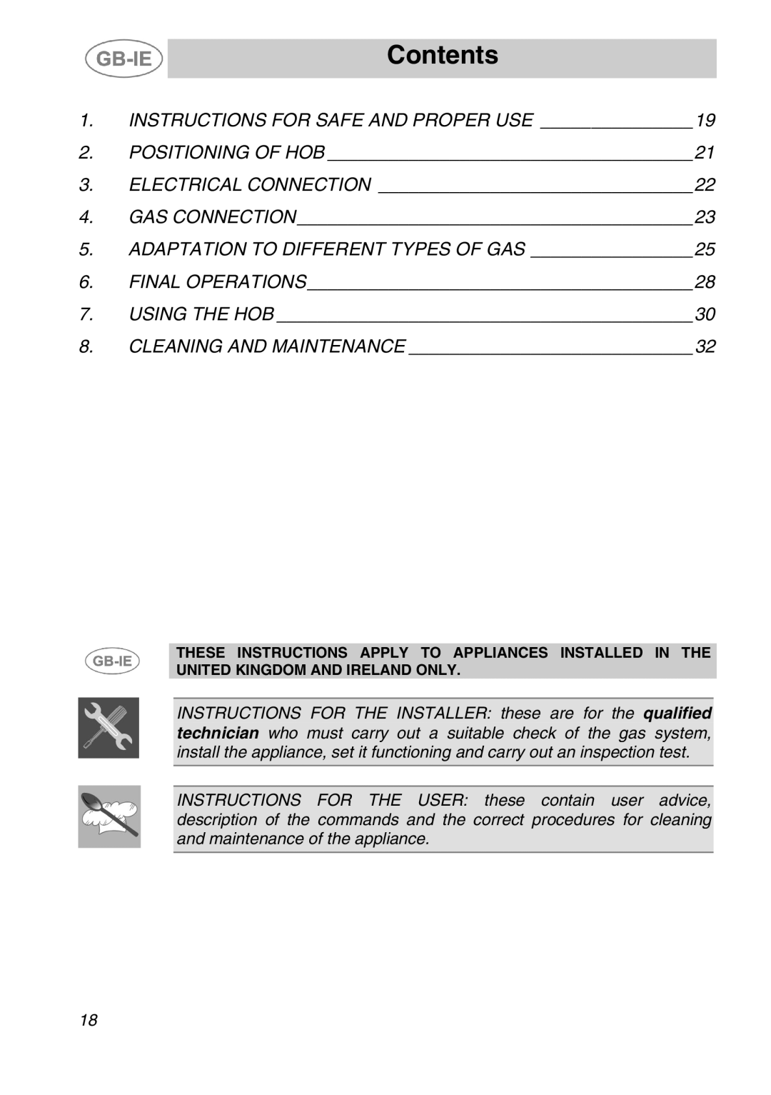 Smeg ER17450FG, ER17350FG manual Contents 