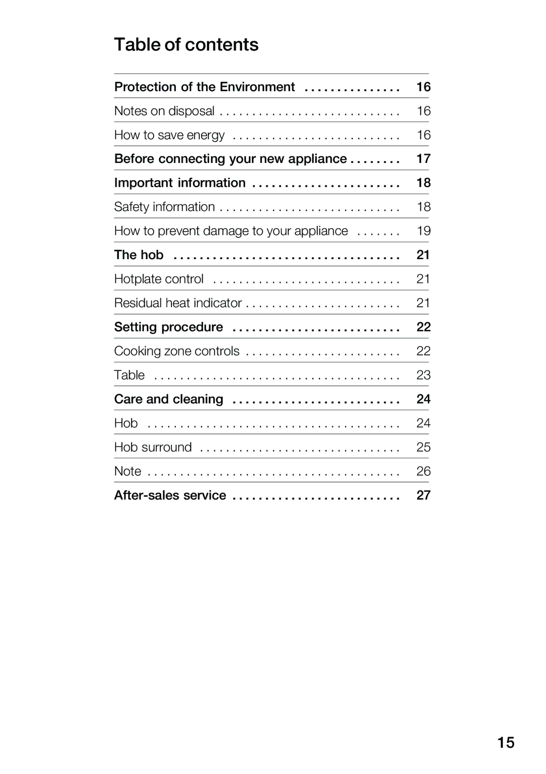 Smeg ET 52250 instruction manual Table of contents 