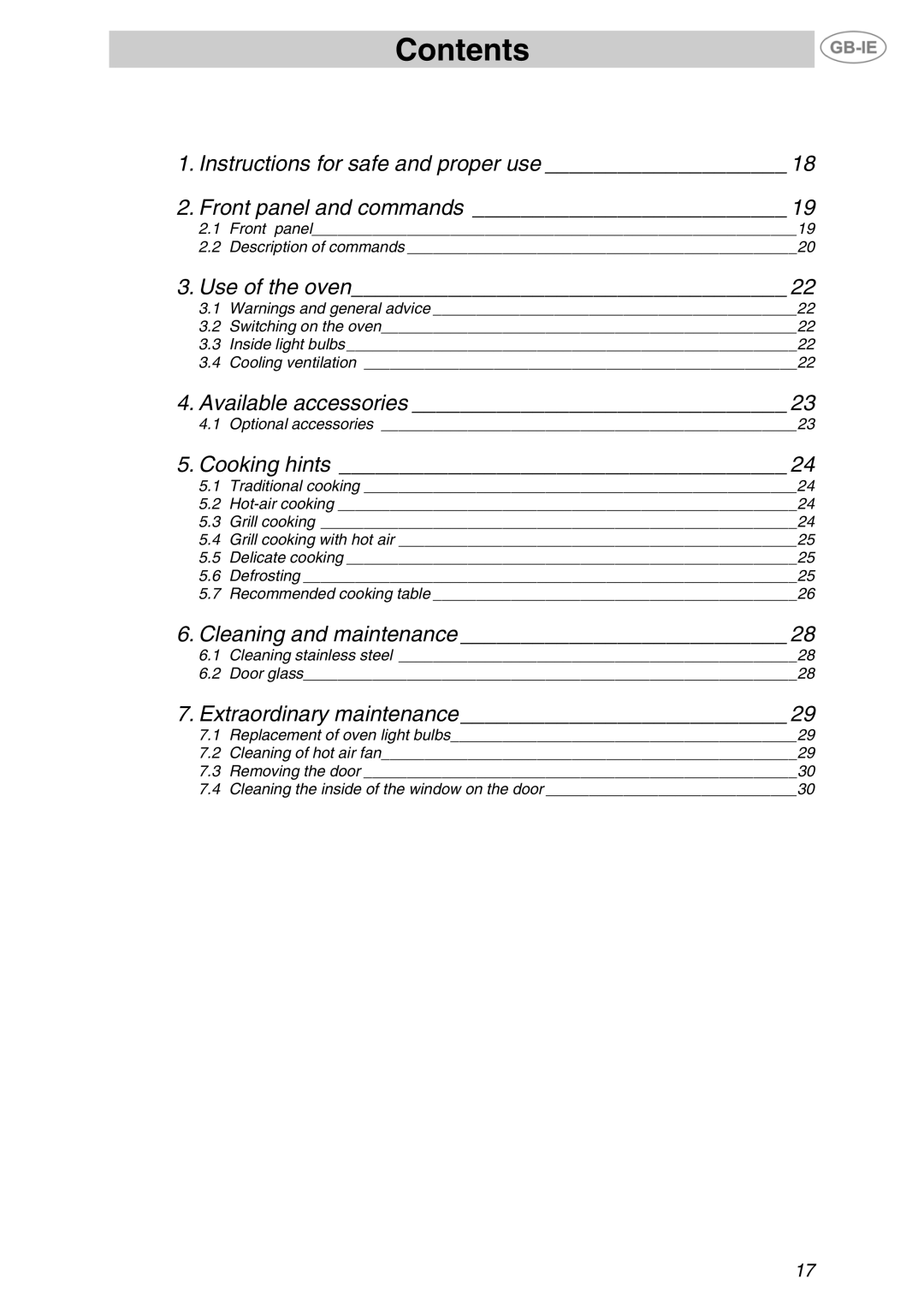 Smeg F610 manual Contents 