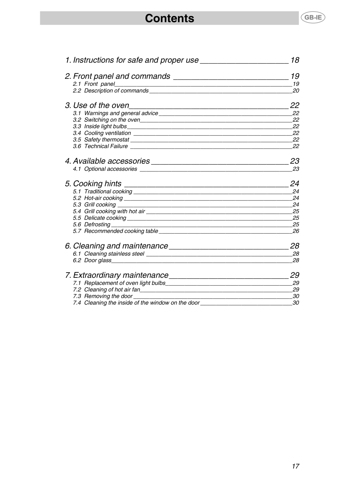 Smeg F65-5 manual Contents 