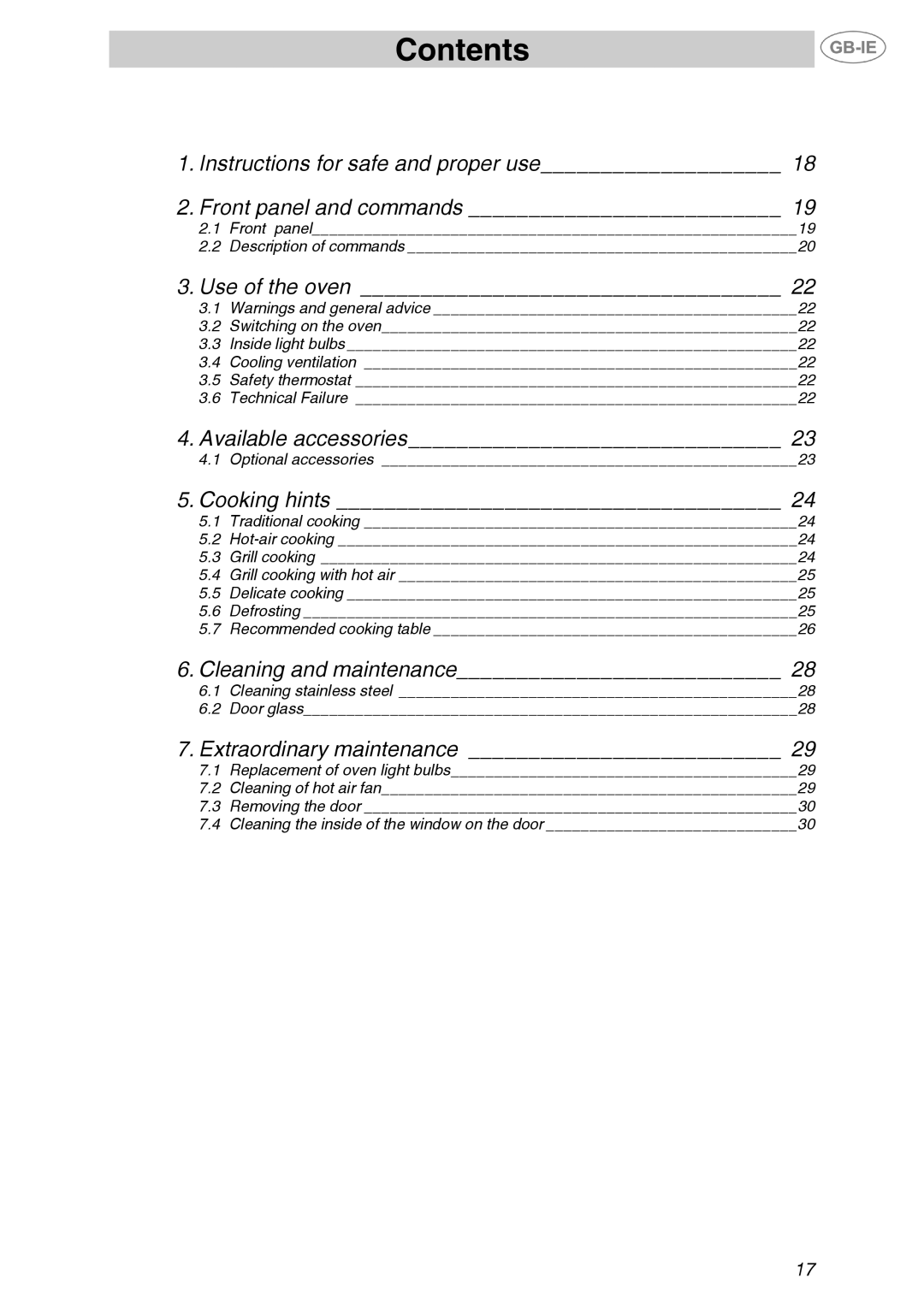 Smeg F67-7, F65-7 manual Contents 