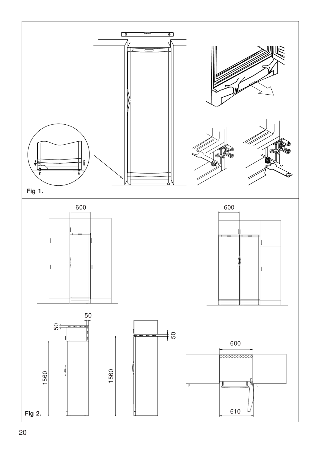 Smeg FA 40B4, FA 40X4 manual 600 1560 610 