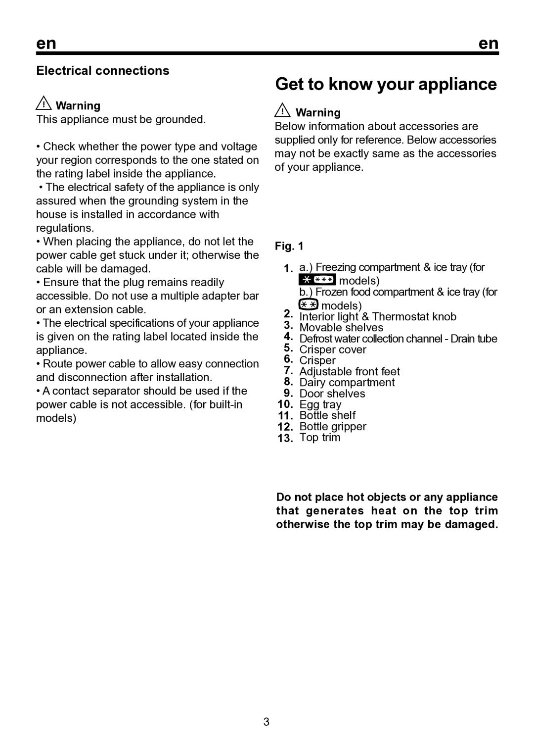 Smeg FA120A instruction manual Get to know your appliance, Electrical connections 