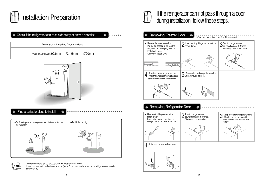 Smeg FA161MX, FA160X, FA162MX manual Installation Preparation, Removing Freezer Door 