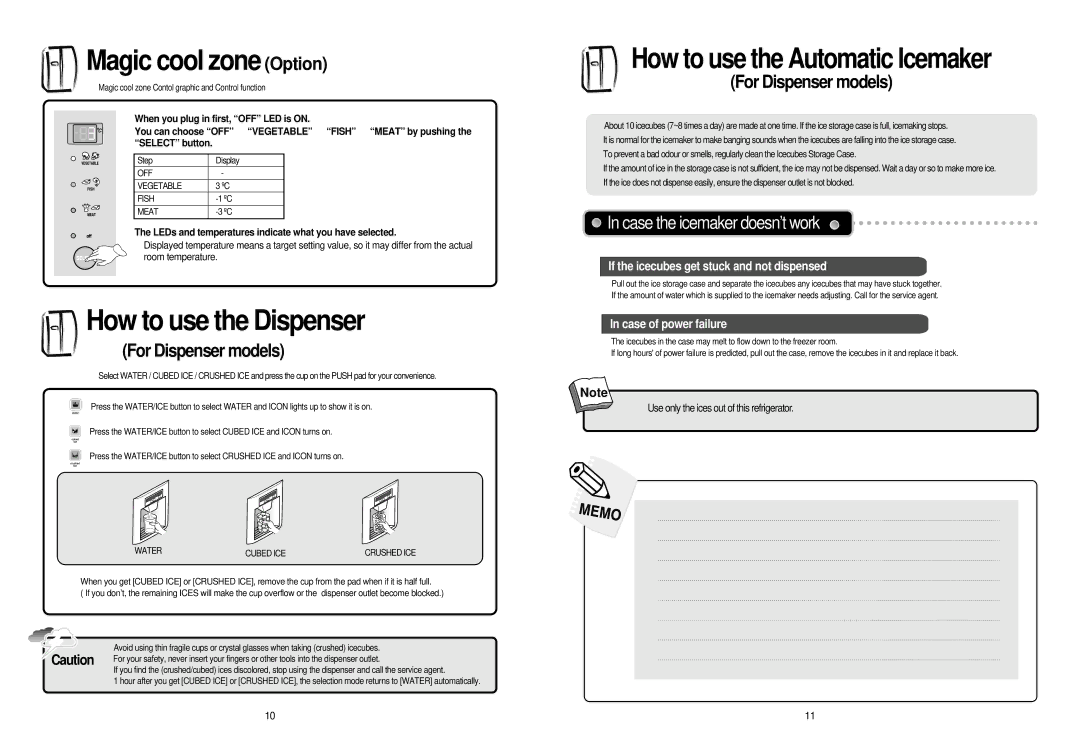 Smeg FA161MX, FA160X, FA162MX manual Magic cool zone Option, How to use the Dispenser 