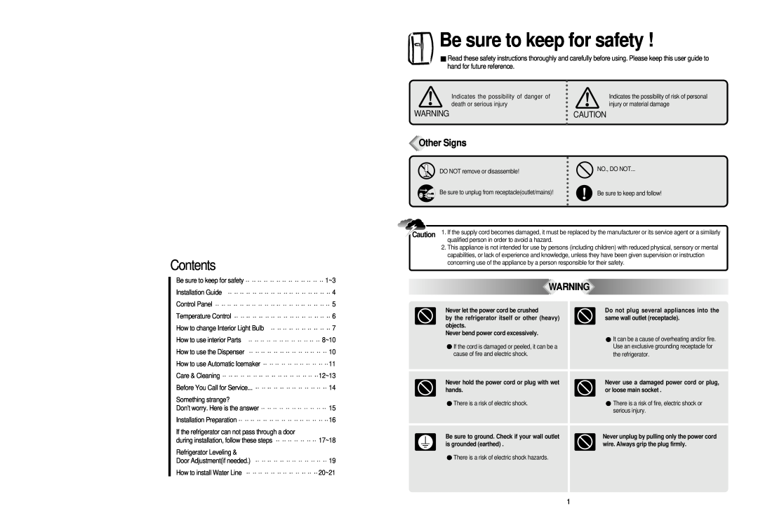 Smeg FA162MX, FA160X, FA161MX manual Be sure to keep for safety, Other Signs, Contents 