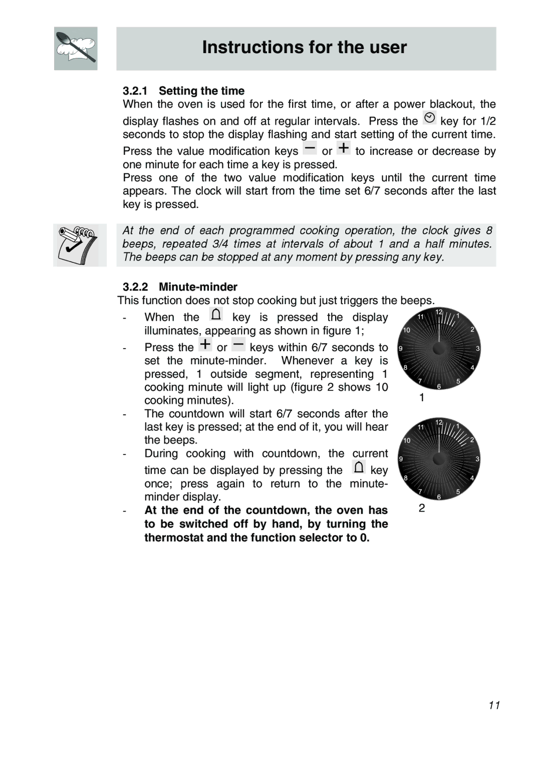 Smeg FA166-5, FA170-5 manual Setting the time, Minute-minder 