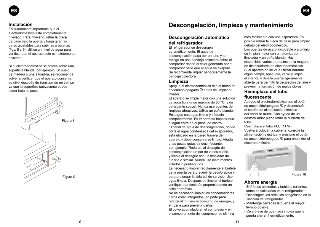 Smeg FA374AL manual Descongelación, limpieza y mantenimiento, Descongelación automática del refrigerador, Limpieza 