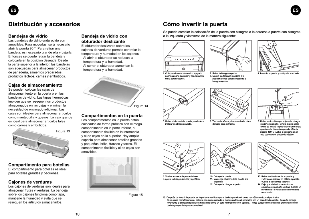 Smeg FA374AL manual Distribución y accesorios, Cómo invertir la puerta, Bandejas de vidrio, Bandeja de vidrio con 