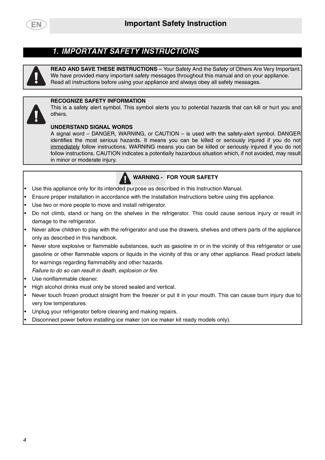 Smeg FAB28MCUS important safety instructions Recognize Safety Information, Understand Signal Words 