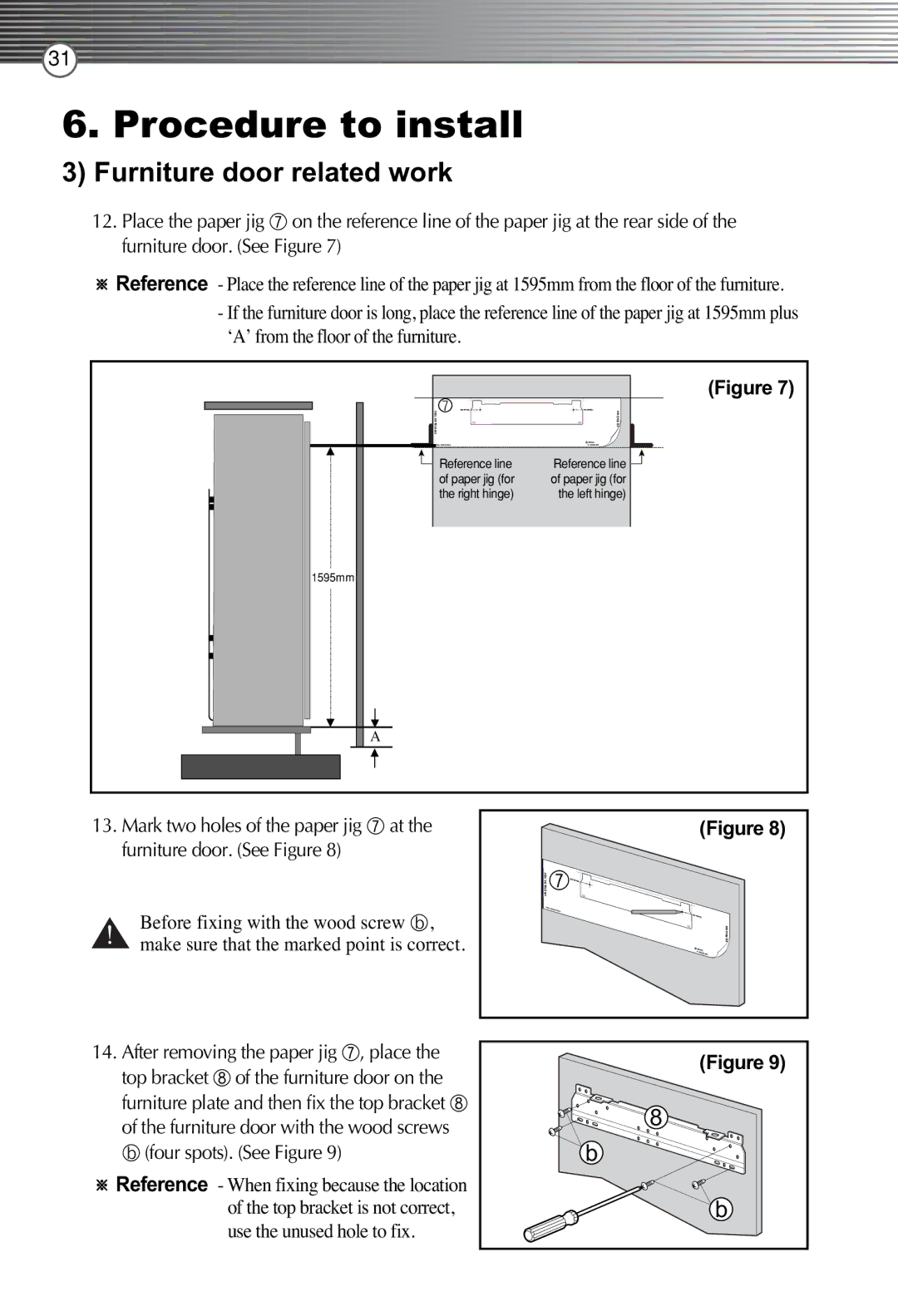 Smeg FB30AFNF, LB30AFNF manual Furniture door related work, Four spots. See Figure 