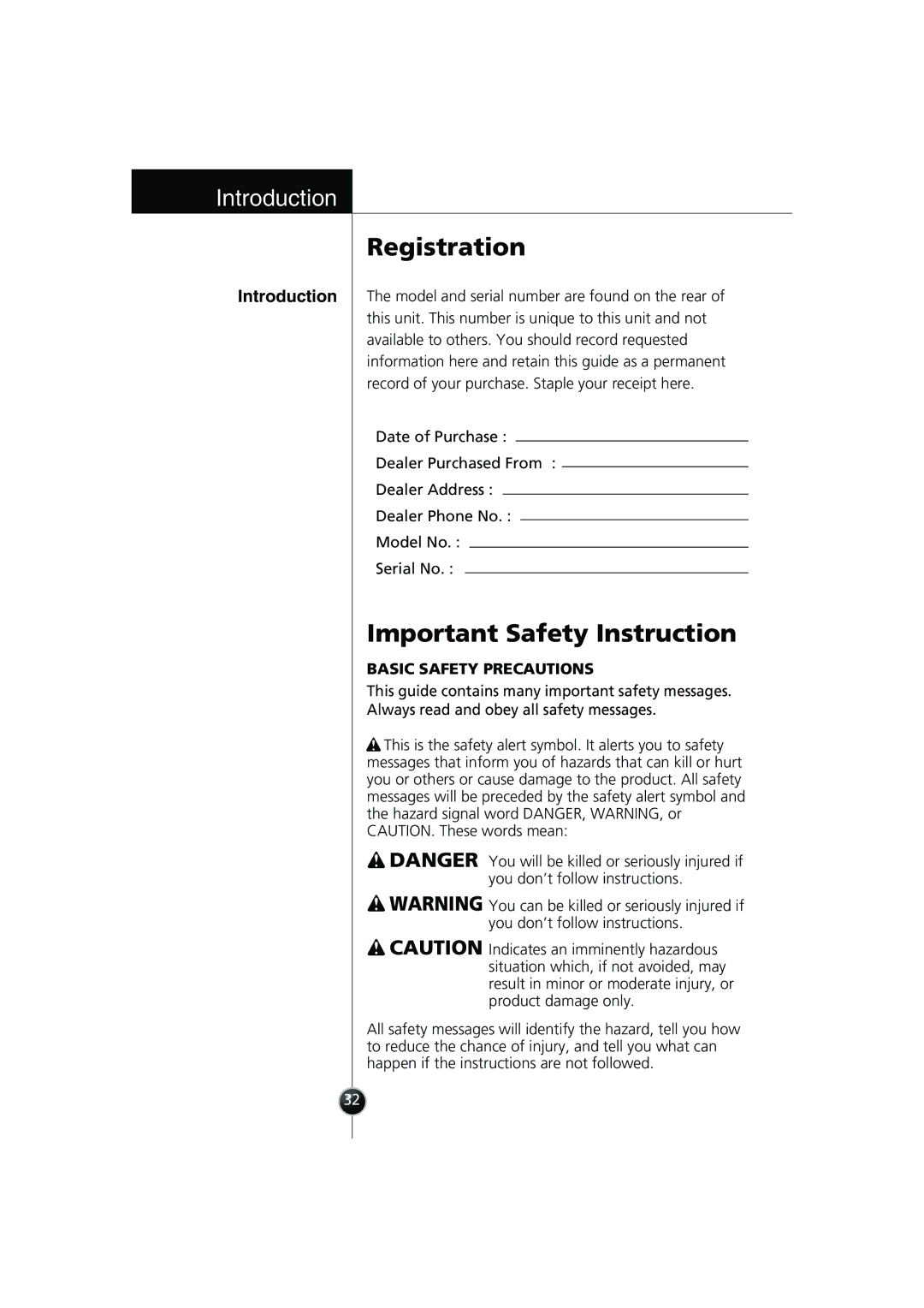 Smeg FB30AFNF, LB30AFNF manual Registration, Important Safety Instruction 