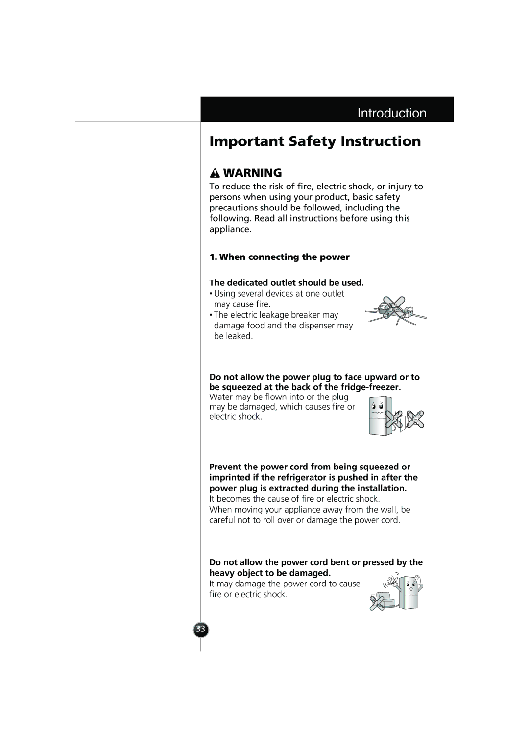 Smeg LB30AFNF, FB30AFNF manual May be damaged, which causes fire or electric shock 