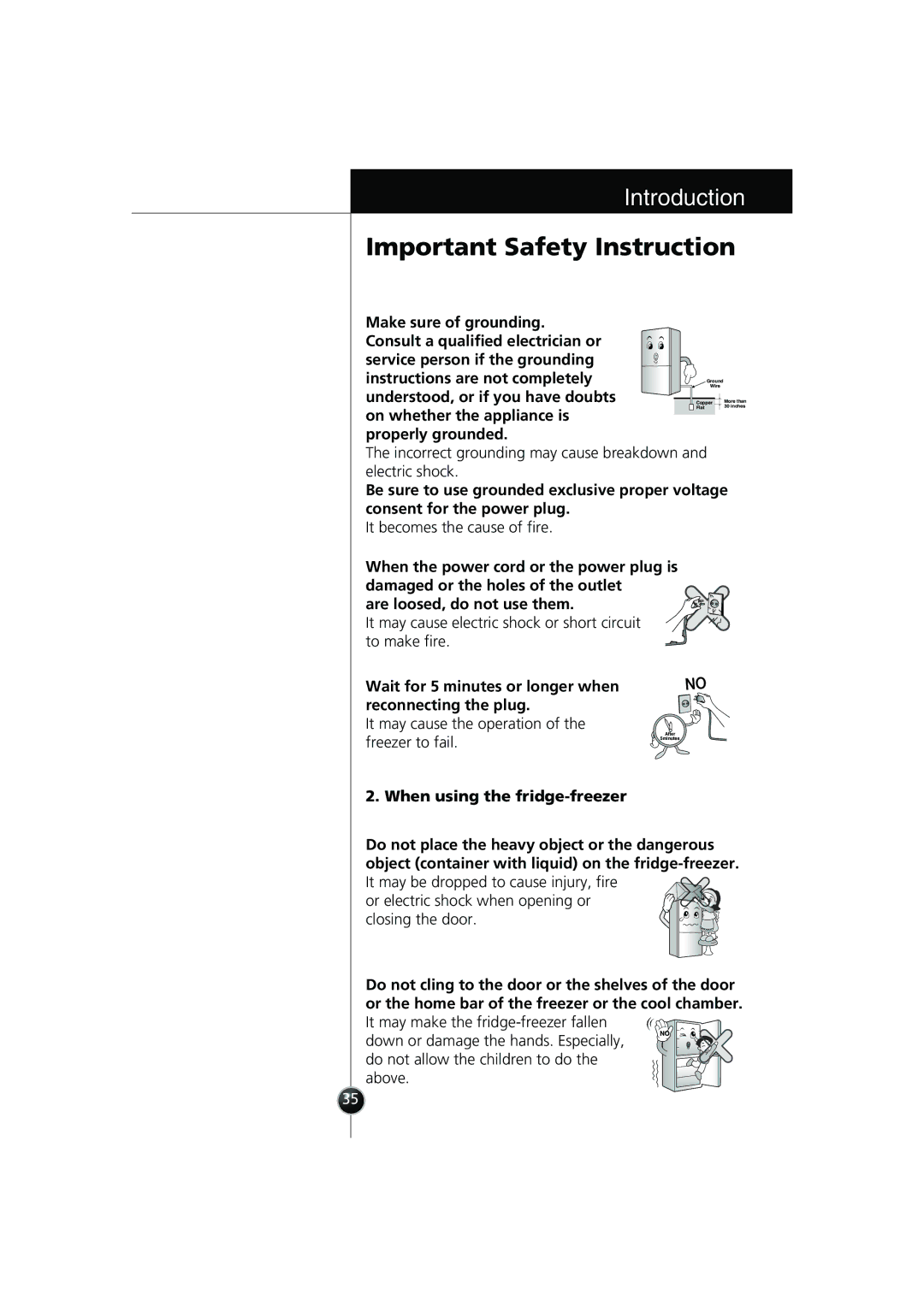 Smeg LB30AFNF, FB30AFNF manual Incorrect grounding may cause breakdown and electric shock, It becomes the cause of fire 