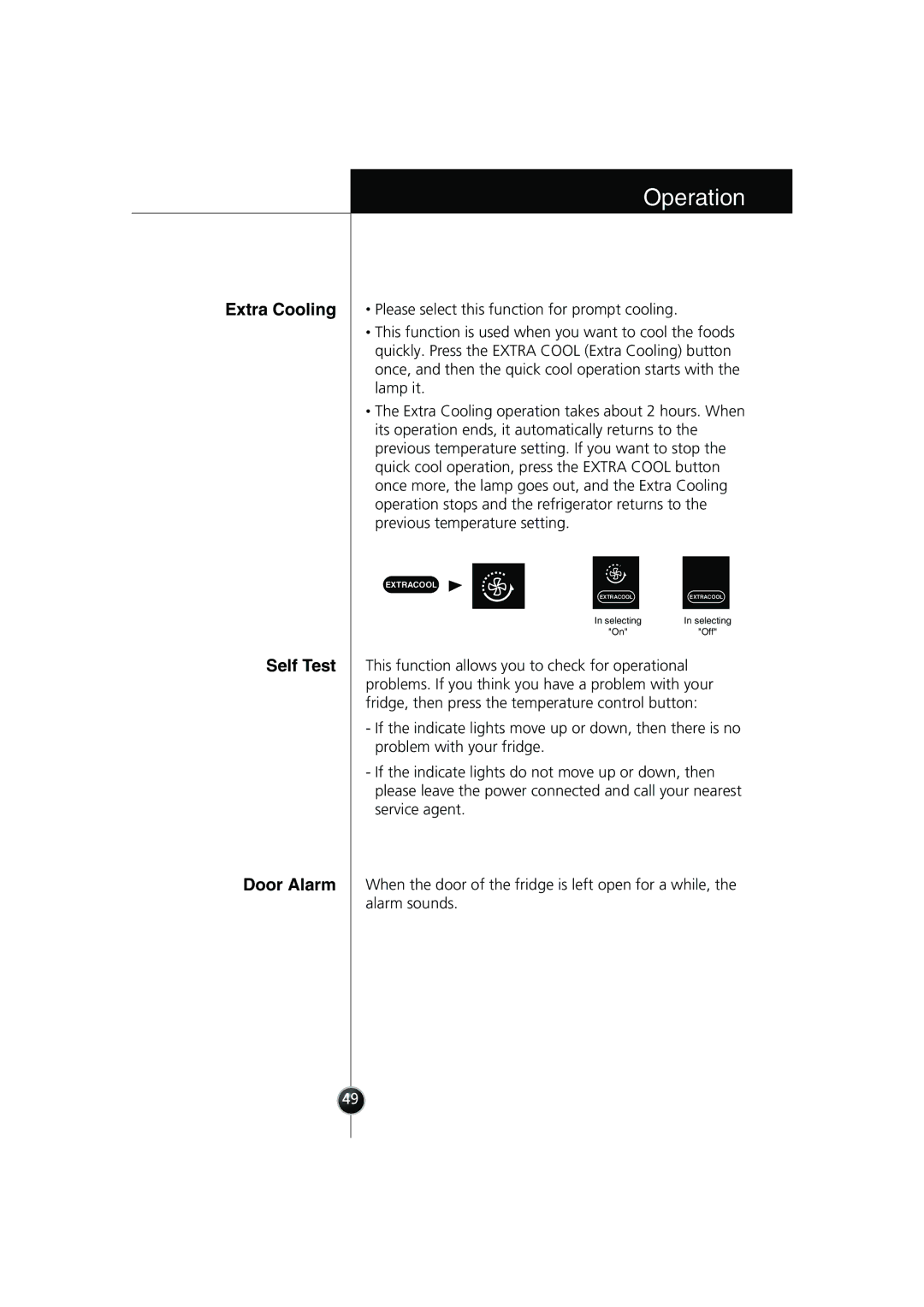 Smeg LB30AFNF, FB30AFNF manual Extra Cooling 