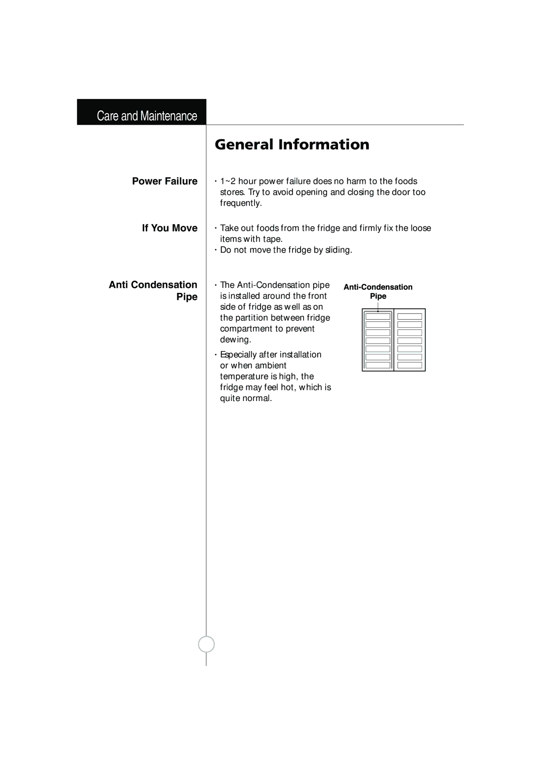 Smeg FB30AFNF, LB30AFNF manual General Information, If You Move Anti Condensation Pipe 