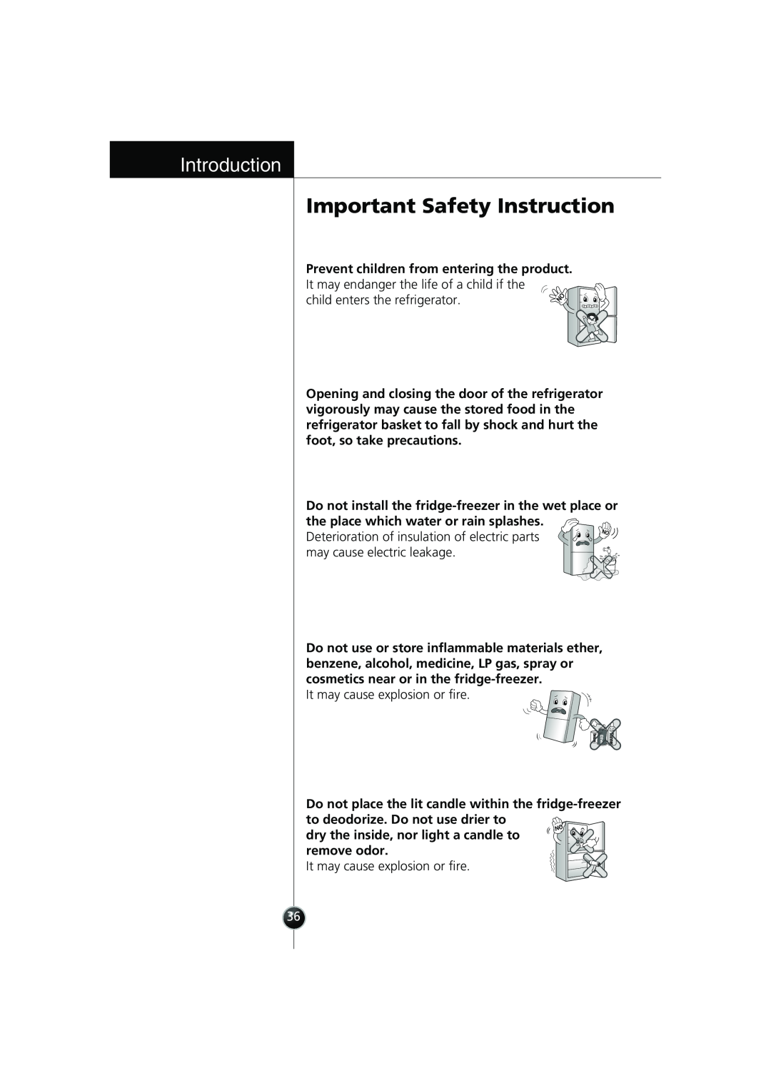 Smeg FB30AFNF, LB30AFNF manual Important Safety Instruction, Introduction, Prevent children from entering the product 