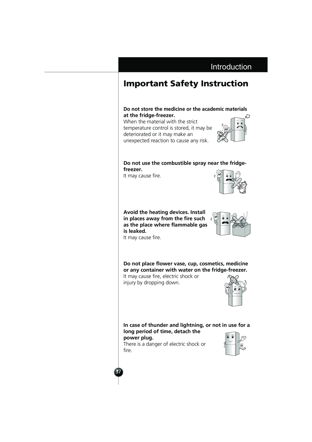 Smeg LB30AFNF, FB30AFNF manual Important Safety Instruction, Introduction, power plug 