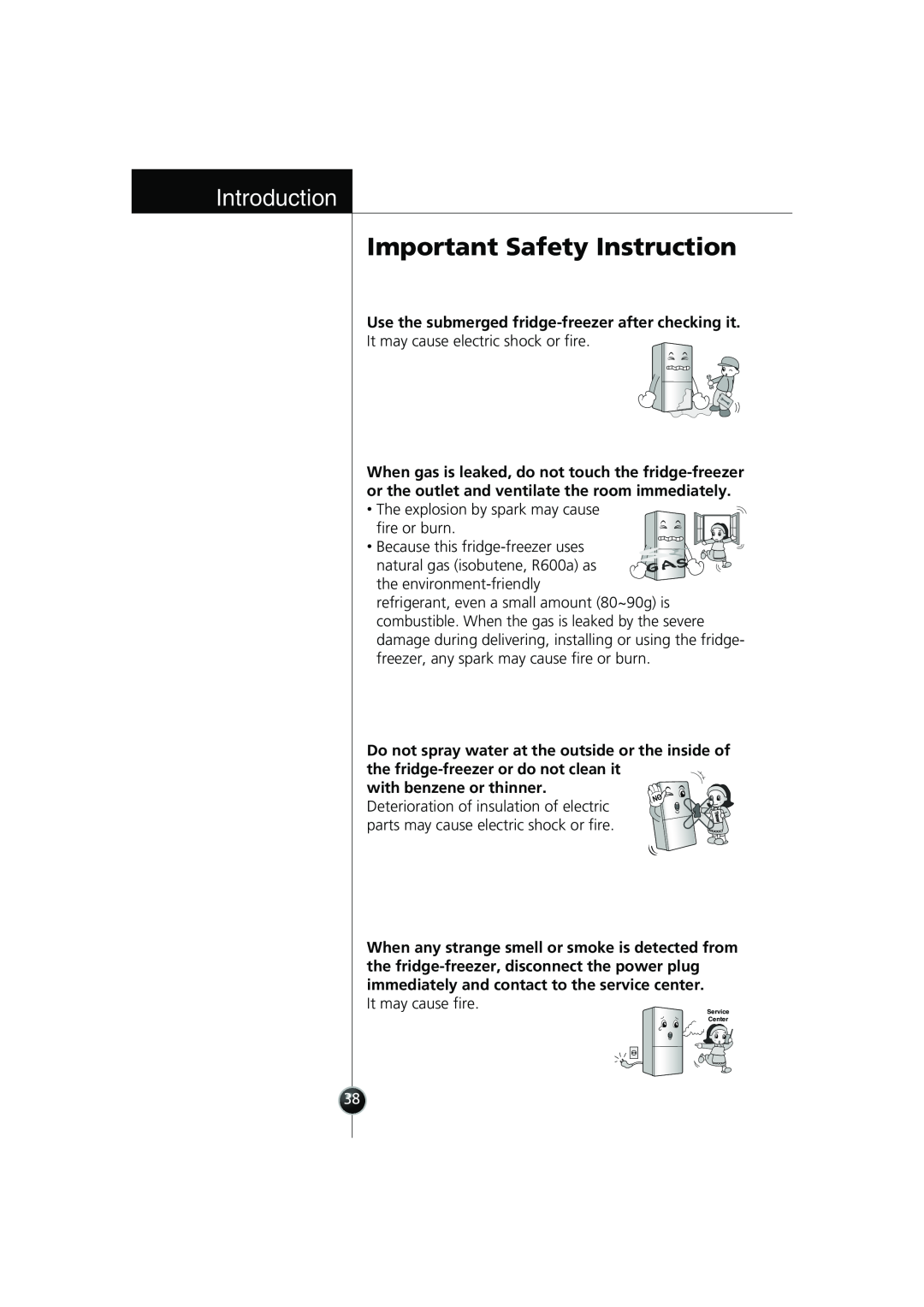 Smeg FB30AFNF, LB30AFNF manual Important Safety Instruction, Introduction, Use the submerged fridge-freezerafter checking it 