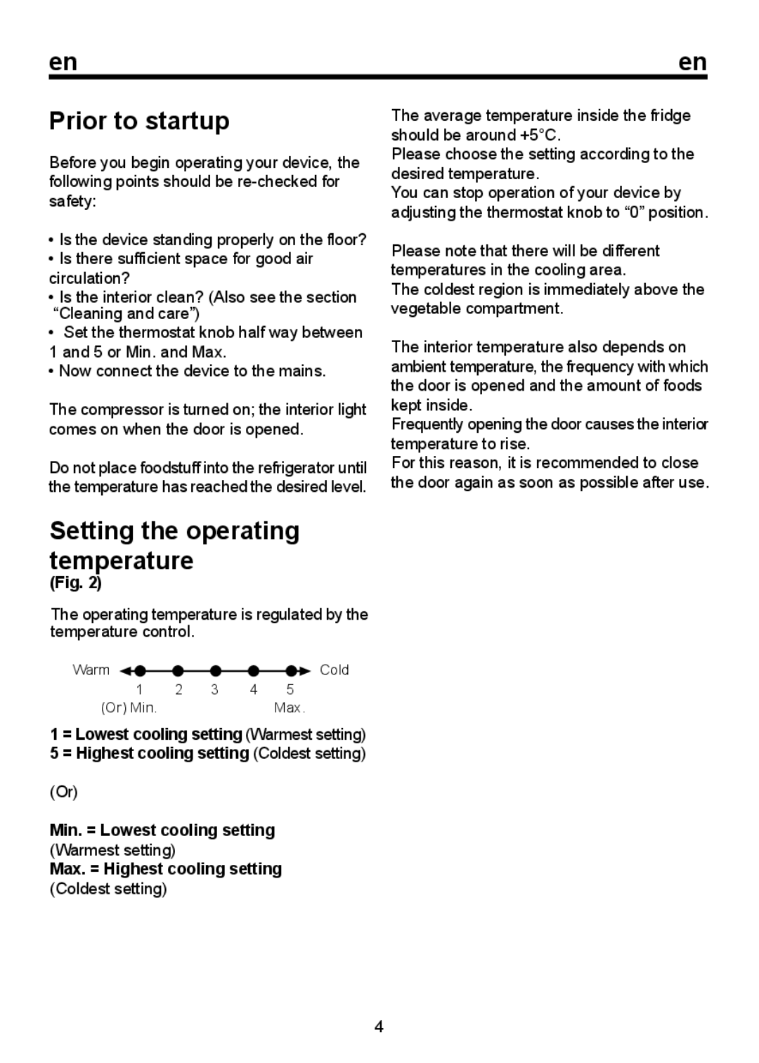 Smeg FD 32 AP instruction manual Prior to startup, Setting the operating temperature 