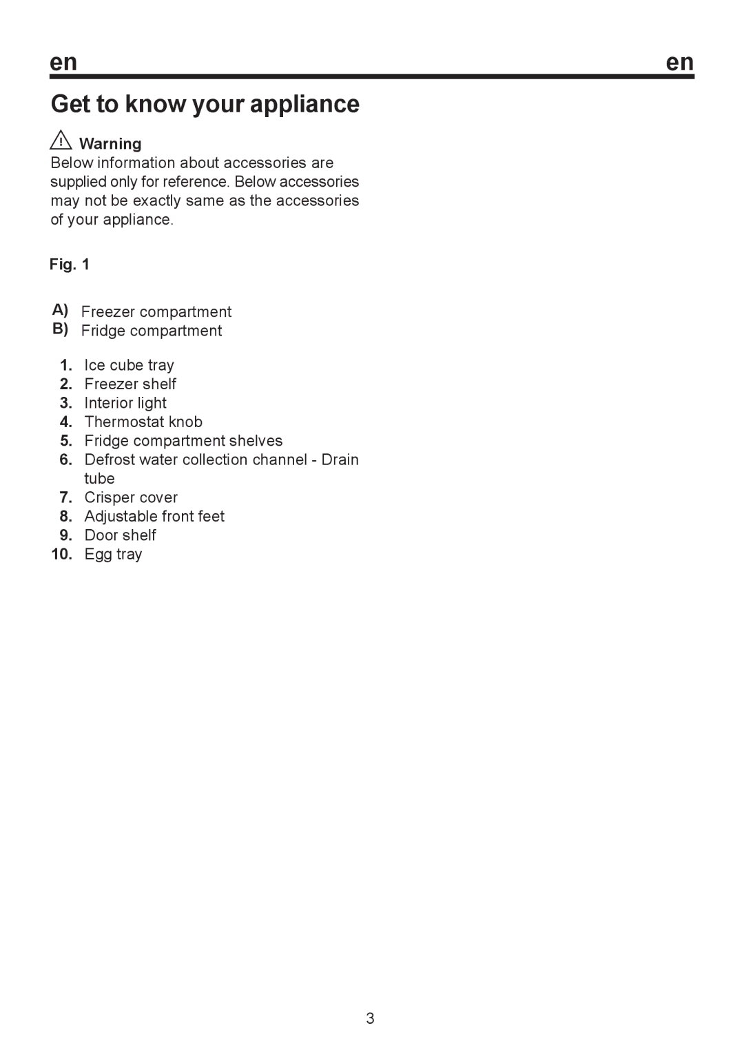 Smeg FD250 APS1, FD250 AP1 instruction manual Get to know your appliance 