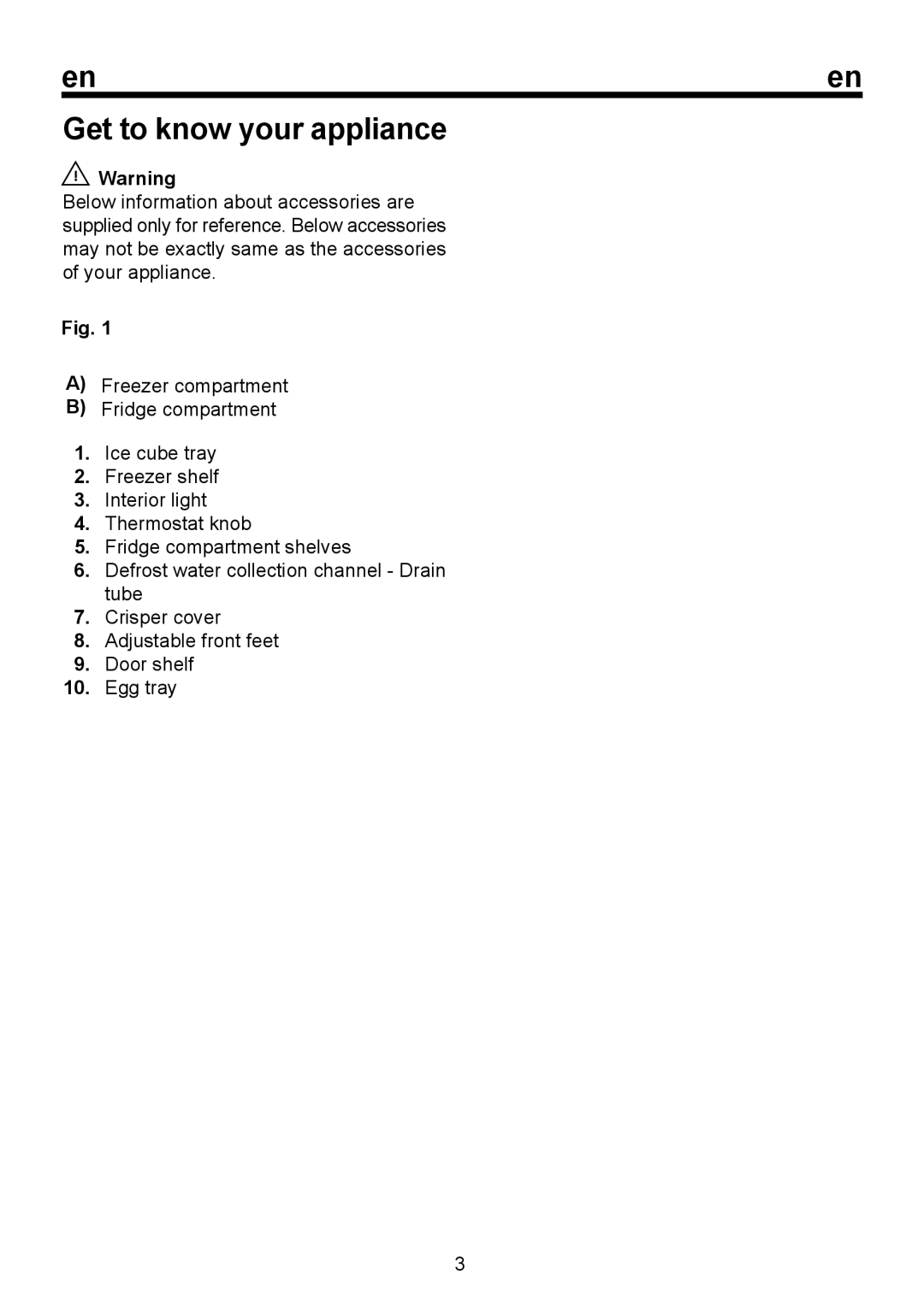 Smeg FD250A instruction manual Get to know your appliance 