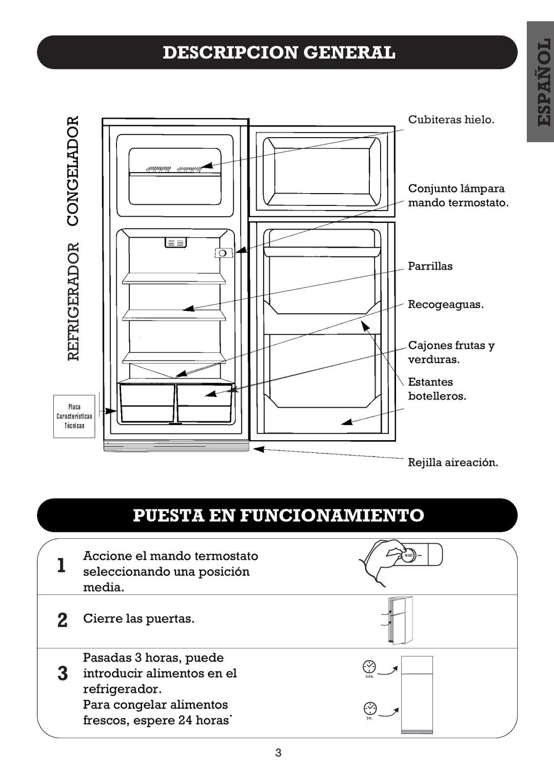 Smeg FD270B, FD27R2 operating instructions Descripcion General, Puesta EN Funcionamiento 