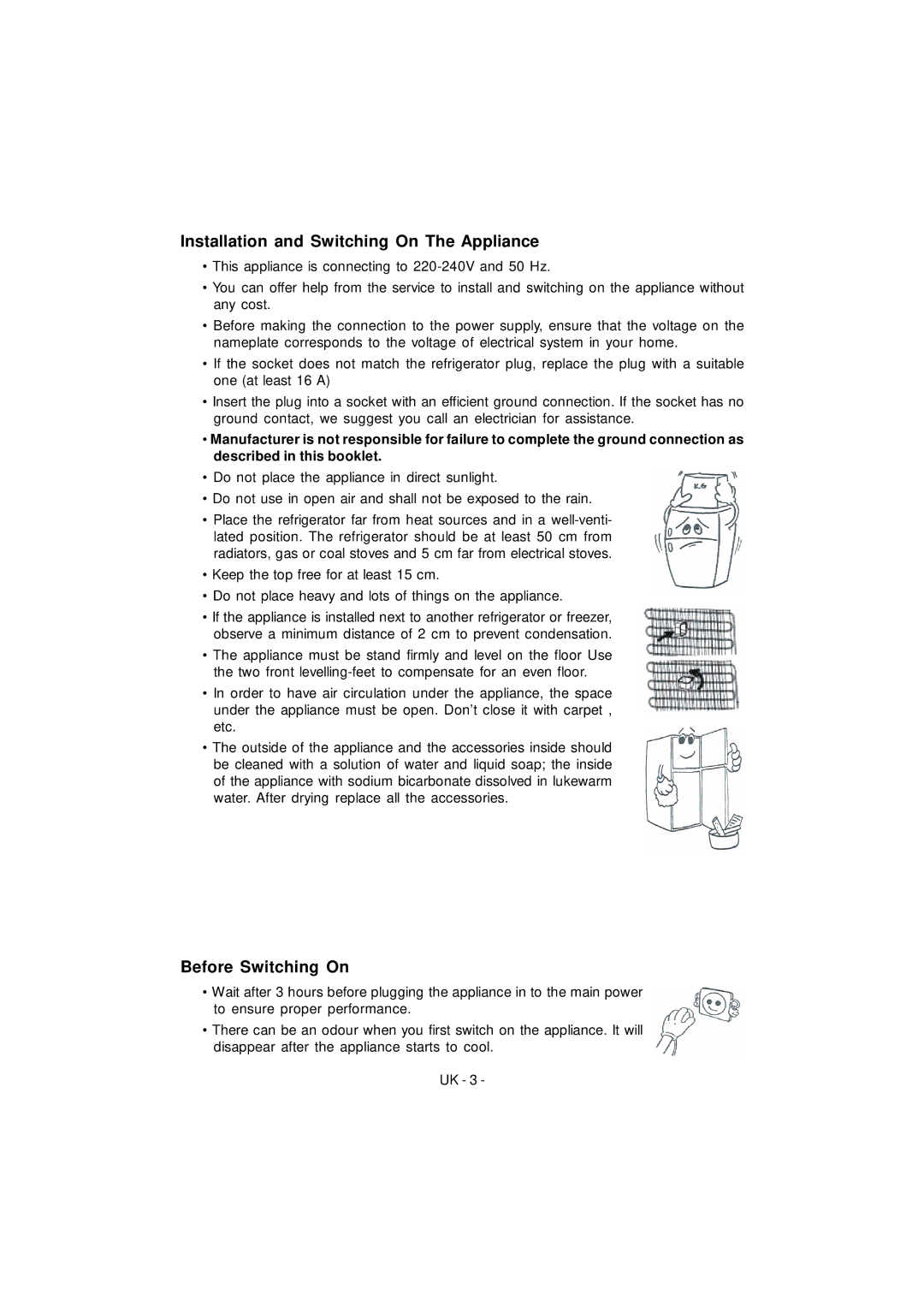 Smeg FD43APXNF, FD43APBNF manual Installation and Switching On The Appliance, Before Switching On 