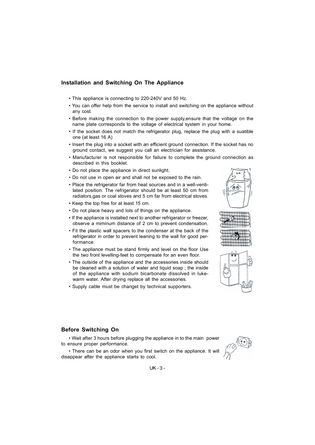 Smeg FD54APXNF manual Installation and Switching On The Appliance, Before Switching On 