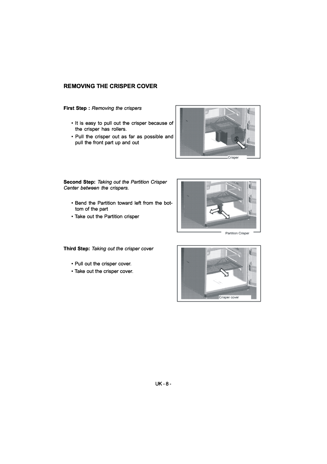 Smeg FD54APXNF manual Removing The Crisper Cover 