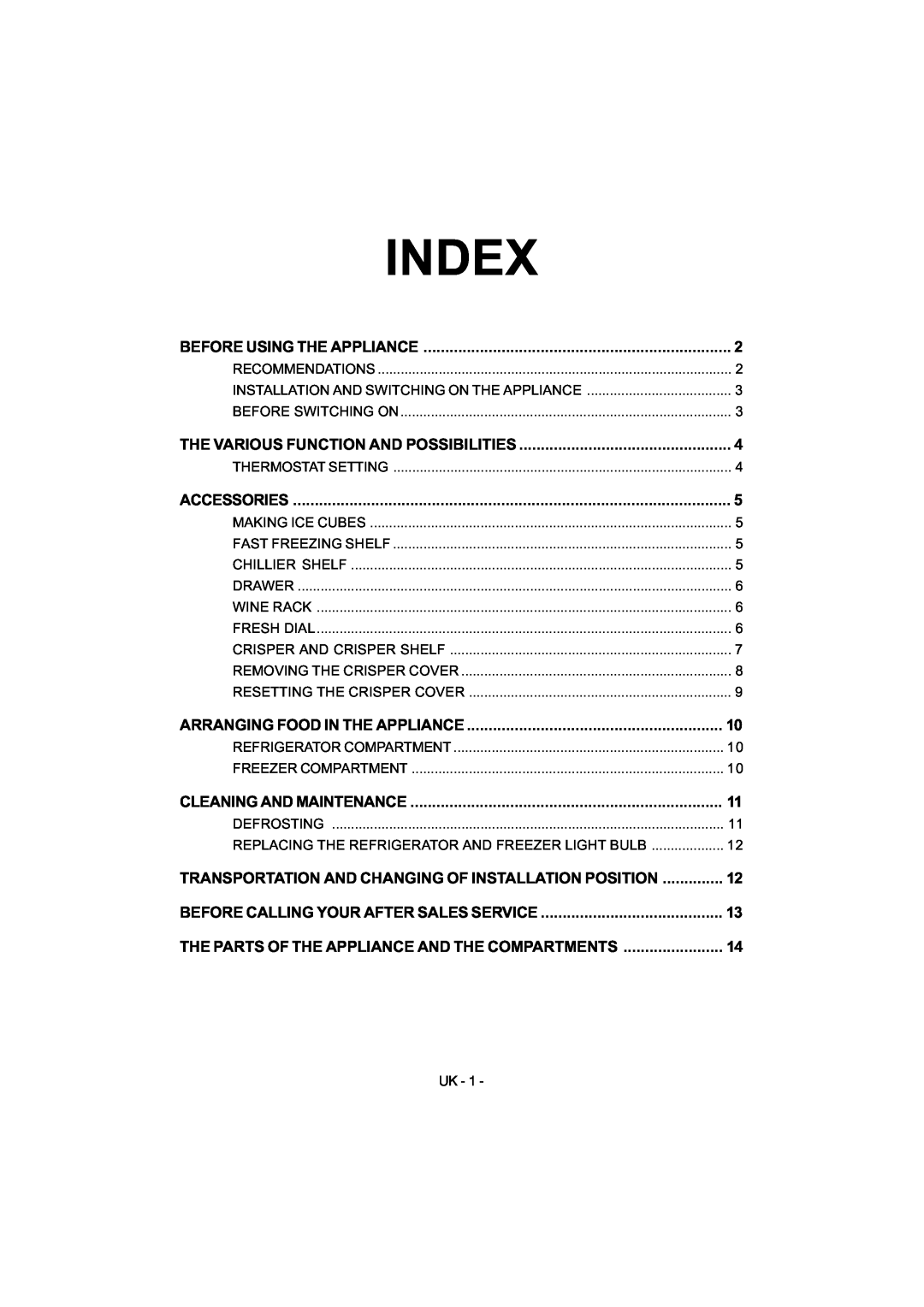 Smeg FD54APXNF manual Index 