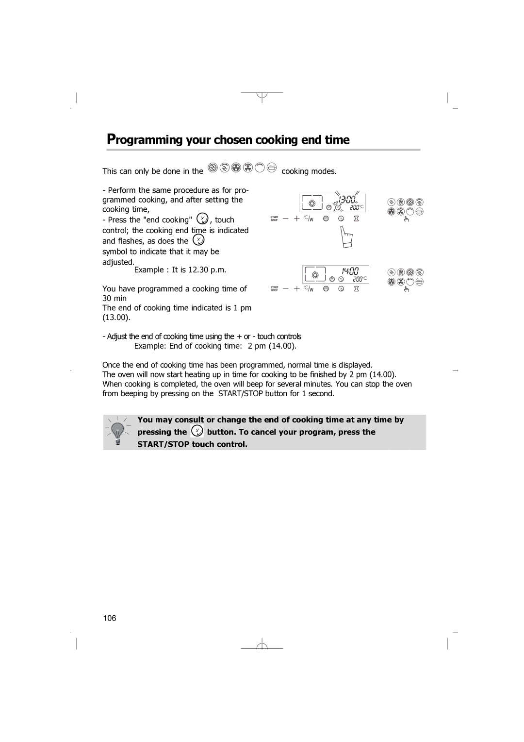 Smeg FM38X manual Programming your chosen cooking end time 