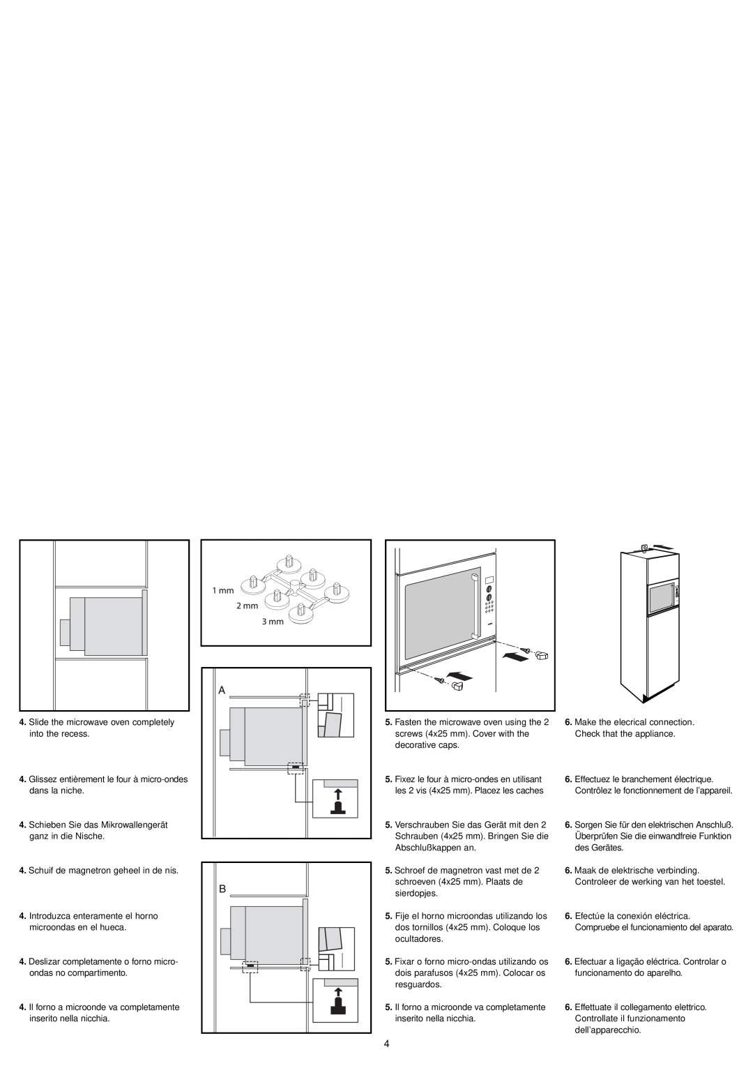 Smeg FMC30X-1 instruction manual Slide the microwave oven completely into the recess 
