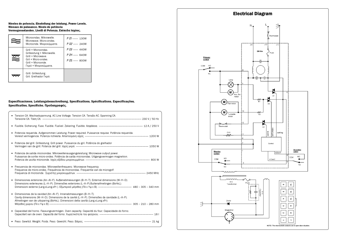 Smeg FME18EX manual Electrical Diagram 