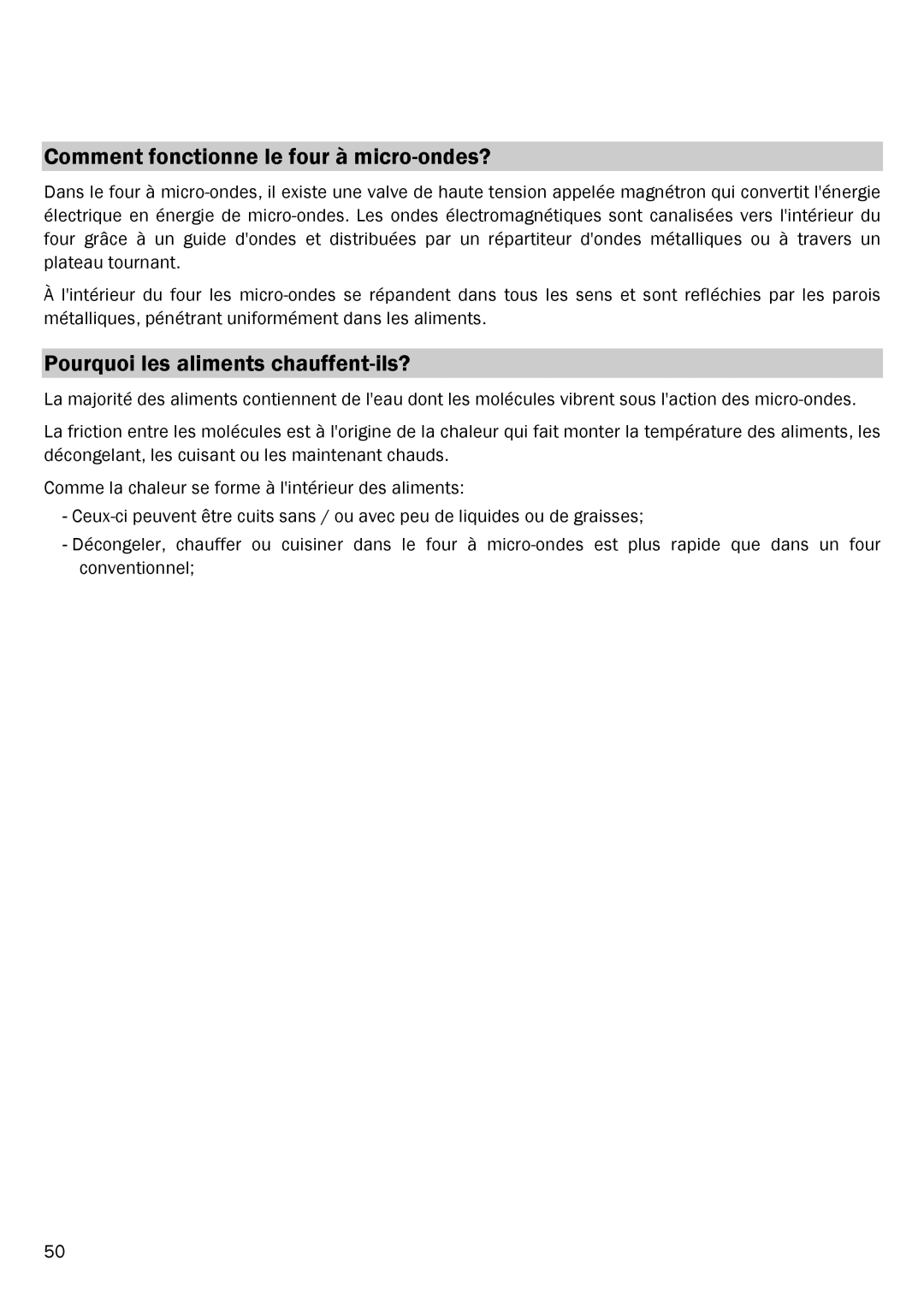 Smeg FME18EX manual Comment fonctionne le four à micro-ondes?, Pourquoi les aliments chauffent-ils? 